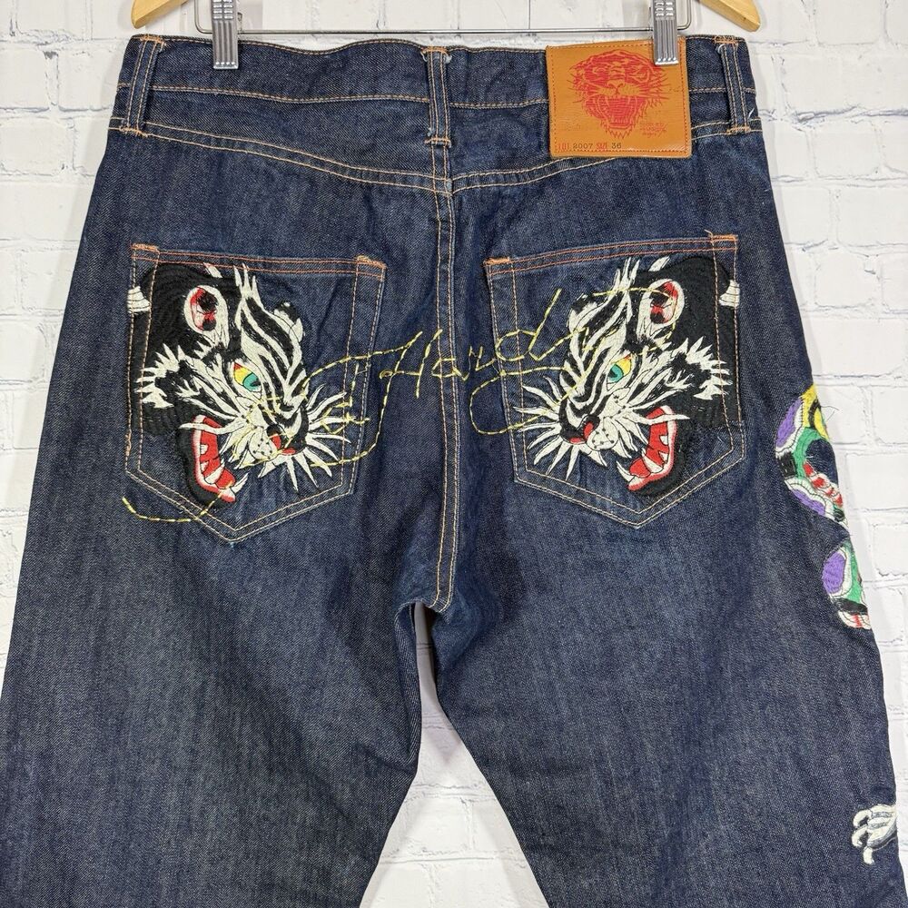 Ed Hardy Jeans Mens 36x30 (34x29) Christian Audigier Tigers Y2k Baggy Loose 2007